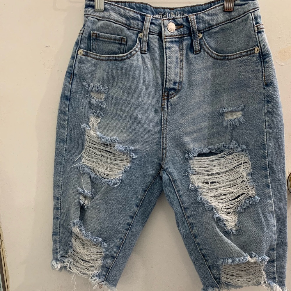 Biker denim shorts